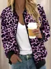 Otoño 2025 Nuevo Estación Independiente de Amazon Transfronterizo Temu Europeo y Americano Estampado de Leopardo Cuello Alto Cremallera Cárdigan Chaqueta