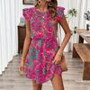 2025Verano Exportación Transfronteriza Temu Vestido Estampado de Manga Volante Moda Elegante Falda de Tirantes con Estampado Floral