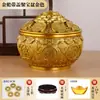 Adorno de Tazón del Tesoro Sapo Dorado de Latón con Tapa, Artesanía Decorativa de Escritorio Estilo Chino para Sala de Té en Casa, Regalo de Apertura