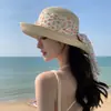 Sombrero de paja para playa, para mujer, 2025, nuevo sombrero de verano para playa, protector solar, sombrero de paja para vacaciones, sombrero fresco de ala grande