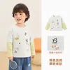 Ropa infantil Kaka Panda, camiseta infantil de manga larga tipo dos piezas (falso), top de otoño para niños, camiseta básica para niñas, conjunto de otoño para bebé