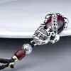 Pingente Chaveiro Pixiu de Prata Esterlina com Granada para Atrair Riqueza, Pingente de Chave de Carro de Alta Qualidade e Requintado, Elegante para Homens e Mulheres