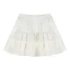 Saia Branca Estilo Ballet Saia Feminina de Verão Estilo Francês Saia Pequena em Linha A Saia Pontoon