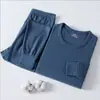 Roupa de Algodão Puro Roupas de Outono e Calças Roupa Térmica Suéter de Algodão Meia-idade e Idosos Solta Fina Outono e Inverno Camiseta de Base Calças