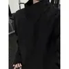 Chaqueta bomber morada de retazos deconstruida con cuello alto para hombre otoño boxy corta ancha hombro normal chaqueta de béisbol chaqueta corta americana