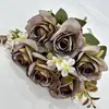 9 rosas de montaña de nieve artificiales, directo del fabricante, modelo nuevo hecho de tela recubierta, flores artificiales para arreglos florales, decoraciones y adornos de boda