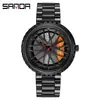 SANDA SANDA Nuevo Reloj para Hombre Tono Vibratorio Reloj de Cuarzo Resistente al Agua Reloj de Rueda de Coche Hombres