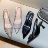 Elegantes Zapatos Individuales de Socialité con Correa Trasera Hueca, Tacón de Aguja, Punta Nude Francesa, Sandalias de Tacón Alto para Mujer, Verano 2025, Nuevo Estilo