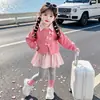 Conjunto de Dos Piezas Falso con Lazo Estilo Coreano para Niñas Primavera Otoño 2026 Nueva Moda Infantil Conjunto Elegante de Dos Piezas para Niña