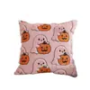 Funda de Almohada de Felpa Acolchada Calabaza Fantasma Transfronteriza Serie de Halloween Funda de Cojín para Sofá de Sala Decoración de Fiesta Navideña