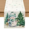 Venta Caliente Transfronteriza Mantel con Estampado de Muñeco de Nieve y Reno Navideño Mantel Individual de Lino para Mesa de Comedor del Hogar de Invierno Decoración Festiva