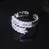 Pulseira Anel Aberto Gota d'Água com Zircônia Inlay de Cobre para Mulheres Estilo Transfronteiriço Europeu e Americano Joia de Luxo Leve para Festa e Banquete
