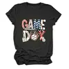Amazon eBay site independente moda casual feminina dia de jogo luva de beisebol camiseta gola careca manga curta