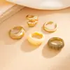 Anillo de Metal Europeo y Americano Transfronterizo Ins Brillo Gota de Agua Conjunto de Anillos Diseño Halo-Teñido Resina Anillo Sencillo Anillo de Unión Anillo