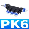 PK pneumático cinco-porta five-way joint air pipe plástico rápido plug-in 4 6 10 12mm 8mm
