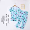 Pijama Feminino Verão Manga Curta Plus Size Magro Feminino Roupa de Casa Conjunto Fofo e Fresco de Cabelo