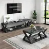Mueble de TV para sala de estar con vidrio templado, combinación simple y moderna de mesa de centro y mueble de TV, mesa de centro pintada de arte en hierro