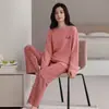 Pijama de Algodón Puro de Manga Larga Talla Grande para Mujer 2026 Estilo Nuevo Cómodo Todo Algodón Ropa de Casa Sencilla Conjunto Casual