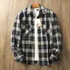 Camisa de Cuadros de Manga Larga para Hombre, Camisa Casual de Estilo Hongkonés, Tendencia Retro, Gruesa, Holgada, Versátil, Ropa de Trabajo, para Primavera, Otoño e Invierno