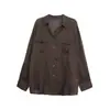 Camisa de Manga Larga Estilo Old Money Wanwei para Mujer Verano 2026 Nueva Doble Bolsillo Estilo Ropa de Trabajo de Lino Protección Solar Camisa P5770