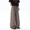 Pantalones Casuales Rectos de Lino Tipo Seda de Hielo con Caída Sencilla para Hombre Verano Estilo Old Money Canalla Guapo Sueltos de Pierna Ancha Largos