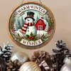 Pingente de Boneco de Neve de Madeira de Natal Transfronteiriço Artesanato Pendurado Decoração de Atmosfera de Natal Placa Redonda Placa de Porta