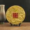 Nuevos Adornos Auspiciosos de Dragón y Fénix en Relieve Color Dorado Arena con Plato Redondo de Bendición Adornos para Escritorio de Oficina Regalos de Inauguración