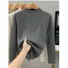 Suéter de tricô de alta qualidade, oversized, nova coleção outono/inverno, com fio colorido e design de manga longa, blusa básica feminina de gola alta, corte justo