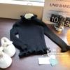 [en stock suéter para bebé niña suéter invierno nuevo niñas estilo occidental combinable oreja de madera elástico grande rayas de canalé