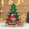 Decorações de Natal Transfronteiriças Criativas Desenho Animado Pintado Montagem DIY Trenó de Madeira Enfeites Artesanato em Madeira