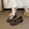 Zapatos Mary Jane Franceses de Tira Cruzada para Mujer, Dama Elegante, Tacón Grueso, Punta Cuadrada, Boca Baja, Zapatos Pequeños de Piel con Lazo, Zapatos Retro