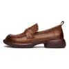 Sapatos de Couro Genuíno com Solado Macio para Mães, Tamanho Grande 43 Flats, Sapatos Femininos com Solado Grosso para Pessoas de Meia-Idade e Idosas, Confortáveis e Não Cansativos, Mocassins para Uma Perna