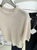 BORBOTIE Ropa de punto para mujer 2026 Primavera y Otoño Nuevo BC Hueco Mezcla de Seda y Lana Manga Corta Camiseta