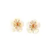 Pendientes de Flor de Concha Natural tipo Hada con Circonitas, Moda de Alta Gama, Lujo Ligero, Joyería Elegante de Estilo Femenino
