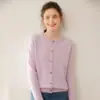 Nuevo Suéter Cardigan de Cachemira para Mujer Otoño 2026, Suéter Corto de Punto Simple con Cuello Redondo Adelgazante
