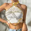 AYJ Accesorios Transfronterizos Europeos y Americanos Cadena Múltiple de Cuero Acrílico Sexy Cadena para el Pecho Accesorio de Metal y Cuero para el Pecho de Mujer