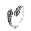 Anillo europeo y americano de diamantes retro teñido serpiente anillo anillo personalidad hip hop fiesta anillo festivo tendencia callejera joyería de dedo