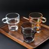 Taza de Café de Vidrio Engrosado Resistente al Calor, Taza de Té con Asa, Taza de Té Apilable, Exportada al Medio Oriente
