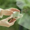 Maceta de Bambú Verde Grabada y Pintada a Mano con Bandeja de Té Juego de Té de Cerámica Accesorios Mesa de Té Seco para Remojo Mesa de Té Plato Dispensador