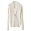 Suéter Elegante de Cuello en V Estilo Coreano Simple Cruzado Retorcido Ajustado Adelgazante para Viajar 100% Cachemira Suéter Pulóver para Mujer