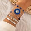 Pulseiras Transfronteiriças Europeias e Americanas, Pulseira Boêmia Olho do Diabo com Senso de Design, Conjunto de Pulseiras Exageradas com Gotejamento de Óleo e Incrustadas com Diamantes