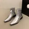 2026 Botines Elásticos Adelgazantes de Punta Novedosos para Mujer Tacón Grueso Tacón Medio Sin Cordones Botines Fruncidos de Piel Suave Botines Descalzos Versátiles para el Trabajo
