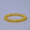 Pulseira de Ágata Amarela Natural Feita à Mão DIY Contas Redondas Amarelas Moda Feminina Versátil Pulseira de Círculo Único Atacado do Fabricante