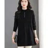Nuevo Vestido Suéter de Punto Moda Coreana Otoño/Invierno 2026 de Longitud Media con Cuello Alto, Cubre las Caderas, Suéter Grueso para Usar como Capa Base