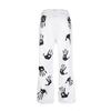 Jeans American High Street con Graffiti de Palma para Hombres y Mujeres, Pantalones Guapos de Marca de Moda, Pantalones Rectos Ajustados Blancos Hiphop