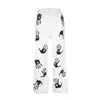 Pantalones de mezclilla Vanke Comercio Exterior American High Street Estampado de Palma Blanco Unisex Hip-Hop Trendy Acampanados de Pierna Recta