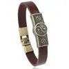 Pulsera de cuero Tai Chi Bagua estilo chino retro simple, brazalete abierto unisex, nuevo accesorio de moda estilo chino