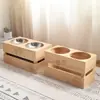 Suporte de Tigela de Madeira para Pet, suporte de tigela única dupla para comer, fácil de limpar, suporte de armazenamento de comida para cães e gatos