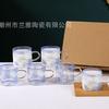 Lindo vaso pequeño de vidrio resistente a altas temperaturas de dibujos animados con asa, taza de té de alto valor de color, vidrio transparente de alto borosilicato al por mayor