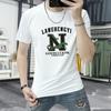 Camiseta Branca de Manga Curta com Gola Redonda Lan Sheng Yi Verão Nova Estampada com Letras Meia-manga Casual Moda Versátil Slim-fit